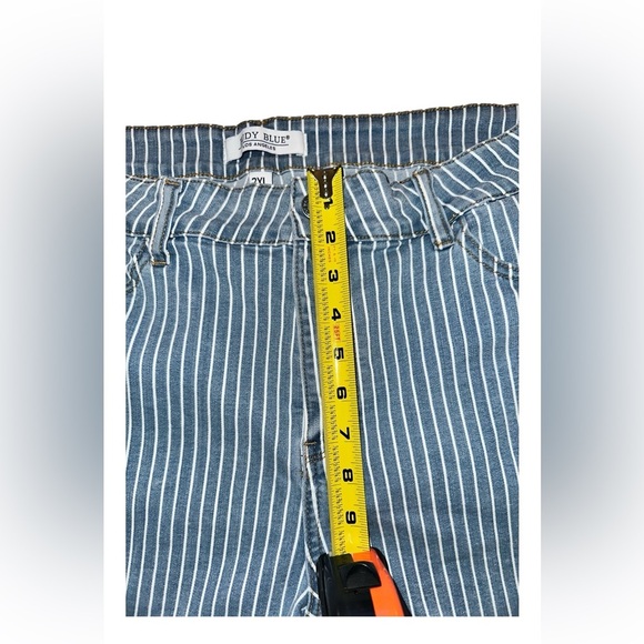 Judy Blue Kya High Waisted Striped  Blue Jean Shorts Size 2XL JB150027 - Picture 3 of 9